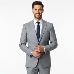 Renoir Men Gray 2-Button Suit Jacket Size 38 LONG Classic Office Formal FLAW